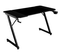 Mars Gaming MGD-X120, Mesa Gaming Ergonómica, Superficie en Fibra de Carbono, Estructura Metálica, Alfombrilla XXL, Soporte Auriculares y Bebida, Gestión Cableado, Escritorio PC 120x60cm, Negro
