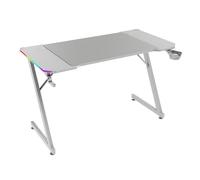 Mars Gaming MGD-X120RGB, Mesa Gaming Ergonómica, Iluminación ARGB con Mando, Fibra de Carbono, Alfombrilla XXL, Soporte Auriculares y Bebida, Gestión Cableado, Escritorio Gaming 120x60cm, Blanco