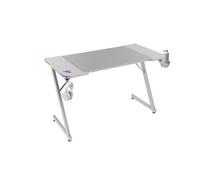 Mars Gaming MGD-X120RGB, Mesa Gaming Ergonómica, Iluminación ARGB con Mando, Fibra de Carbono, Alfombrilla XXL, Soporte Auriculares y Bebida, Gestión Cableado, Escritorio Gaming 120x60cm, Blanco