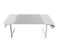 Mars Gaming MGD-X140, Mesa Gaming Ergonómica, Superficie en Fibra de Carbono, Estructura Metálica, Alfombrilla XXL, Soporte Auriculares y Bebida, Gestión Cableado, Escritorio PC 140x60cm, Blanco