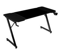 Mars Gaming MGD-X140, Mesa Gaming Ergonómica, Superficie en Fibra de Carbono, Estructura Metálica, Alfombrilla XXL, Soporte Auriculares y Bebida, Gestión Cableado, Escritorio PC 140x60cm, Negro