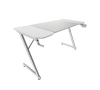 Mars Gaming MGD-X140, Mesa Gaming Ergonómica, Superficie en Fibra de Carbono, Estructura Metálica, Alfombrilla XXL, Soporte Auriculares y Bebida, Gestión Cableado, Escritorio PC 140x60cm, Blanco