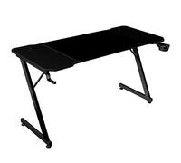 Mars Gaming MGD-X140, Mesa Gaming Ergonómica, Superficie en Fibra de Carbono, Estructura Metálica, Alfombrilla XXL, Soporte Auriculares y Bebida, Gestión Cableado, Escritorio PC 140x60cm, Negro