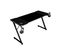 Mars Gaming MGD-X140RGB, Mesa Gaming Ergonómica, Iluminación ARGB con Mando, Fibra de Carbono, Alfombrilla XXL, Soporte Auriculares y Bebida, Gestión Cableado, Escritorio Gaming 140x60cm, Negro