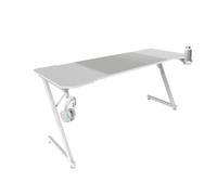 Mars Gaming MGD-X160, Mesa Gaming Ergonómica, Superficie en Fibra de Carbono, Estructura Metálica, Alfombrilla XXL, Soporte Auriculares y Bebida, Gestión Cableado, Escritorio Gaming 160x60cm, Blanco
