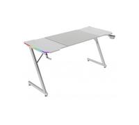 Mars Gaming MGD-X160RGB, Mesa Gaming Ergonómica, Iluminación ARGB con Mando, Fibra de Carbono, Alfombrilla XXL, Soporte Auriculares y Bebida, Gestión Cableado, Escritorio Gaming 160x60cm, Blanco