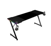 Mars Gaming MGD-X160RGB, Mesa Gaming Ergonómica, Iluminación ARGB con Mando, Fibra de Carbono, Alfombrilla XXL, Soporte Auriculares y Bebida, Gestión Cableado, Escritorio Gaming 160x60cm, Negro