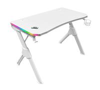Mars Gaming MGDRGB, Mesa Gaming Ergonómica RGB, Soporte Cascos + Botella, 110x60cm, Blanco