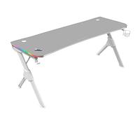 Mars Gaming MGDXLRGB, Mesa Gaming Ergonómica RGB, Soporte Auriculares y Bebida, Escritorio PC, 160x60cm, Blanco