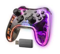 Mars Gaming MGP-24, Gamepad Inalámbrico 2.4GPRO, Diseño Translúcido Neon RGB, Vibración Háptica Dual, Joysticks Analógicos, Mando para PC, PS3, PS4, XBOX360, Raspberry Pi, Mac, Android, Transparente