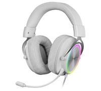 Mars Gaming MH-Forge Auriculares Gaming Drivers 50mm Next-Gen | Almohadillas Quick-Swap Cuero y AIR, Micrófono Extraíble, Anillo FRGB Rainbow, Estructura Acero Reforzado, Jack 3.5mm, Blanco