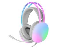 Mars Gaming MH-GLOW, Auriculares 360° Full Chroma RGB Flow, Micrófono Cancelación de Ruido, Diseño Ultra-ligero, Almohadillas Mempory-Foam, Compatibilidad Universal, Cascos Gaming en Blanco o Rosa