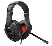 Mars Gaming MH217 - Cascos Gaming con micrófono para PC (Altavoces 40 mm, Sonido posicional 7.1, omnidireccional, cancelación Ruido, ergonómico, Soporte PS4, USB/Jack 3.5 mm), Color Negro y Rojo