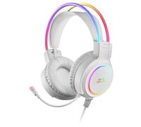 Mars Gaming MHRGB, Auriculares Gaming, Iluminación 360º, Sonido Ultra-Bass 3D, Micrófono Cancelación Ruido, Windows/PS4/PS5/XBOX One/Xbox Series X|S/Mac/Switch/Switch 2/Smartphone/Tablet, Blanco