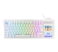 Mars Gaming MK-Master Teclado Mecánico TKL 79 Teclas RGB Chroma Español | SmartDeck LCD 6 Teclas y Soporte GIF, 3 Knobs, Switches Hot-Swap HAIMU RED Lineales Lubricados, Gasket-Mount, 1000Hz, Blanco