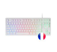 Mars Gaming MK023, Idioma Francés, Teclado Gaming TKL, Tecnología Híbrida H-Mech, Iluminación FRGB Rainbow, Anti-ghosting, Compatibilidad Universal, Blanco