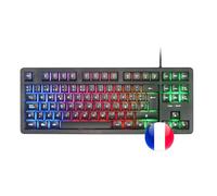 Mars Gaming MK023, Idioma Francés, Teclado Gaming TKL, Tecnología Híbrida H-Mech, Iluminación FRGB Rainbow, Anti-ghosting, Compatibilidad Universal, Negro