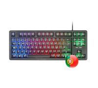 Mars Gaming MK023, Idioma Portugués, Teclado Gaming TKL, Tecnología Híbrida H-Mech, Iluminación FRGB Rainbow, Anti-ghosting, Compatibilidad Universal, Negro