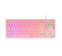 Mars Gaming MK023, Teclado Gaming TKL, Tecnología Híbrida H-Mech, Iluminación FRGB Rainbow, Anti-ghosting, Compatibilidad Universal, Tecaldo Rosa con Idioma en Español o Francés