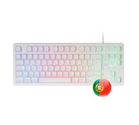Mars Gaming MK023, Teclado Gaming TKL, Tecnología Híbrida H-Mech, Iluminación FRGB Rainbow, Anti-ghosting, Compatibilidad Universal, Blanco, Idioma Portugués