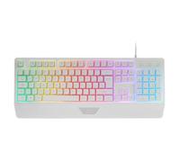 Mars Gaming MK124 Teclado Ergonómico H-Mech Reposamuñecas FRGB Rainbow Antighosting Español Blanco