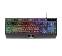 Mars Gaming MK124, Teclado Ergonómico H-Mech, Reposamuñecas Integrado, Iluminación FRGB Rainbow, Teclado Gaming Antighosting Avanzado, Teclado PC Completo Multiplataforma, Idioma Portugués, Negro