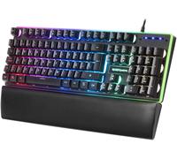 Mars Gaming MK320, Idioma Español, Teclado Gaming Completo H-Mech, 13 Modos RGB y Halo, Reposamuñecas Acolchado, Antighosting, Negro