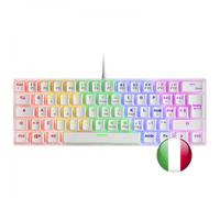 Mars Gaming MK60, Teclado Gaming Mecánico 60% Ultraligero con Switch Rojo, Iluminación Rainbow RGB, Teclas Doble Inyección, Anti-Ghosting y Modo Juego, Multiplataforma, Idioma Italiano, Blanco