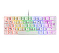 Mars Gaming MK60, Idioma Italiano, Teclado Gaming Mecánico 60% Ultraligero con Switch Marrón, Iluminación Rainbow RGB, Teclas Doble Inyección, Anti-Ghosting y Modo Juego, Multiplataforma, Blanco