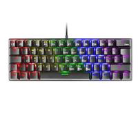 Mars Gaming MK60, Idioma Italiano, Teclado Gaming Mecánico 60% Ultraligero con Switch Marrón, Iluminación Rainbow RGB, Teclas Doble Inyección, Anti-Ghosting y Modo Juego, Multiplataforma, Negro
