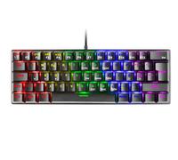 Mars Gaming MK60, Idioma Portugués, Teclado Gaming Mecánico 60% Ultraligero con Switch Azul, Iluminación Rainbow RGB, Teclas Doble Inyección, Anti-Ghosting y Modo Juego, Multiplataforma, Negro