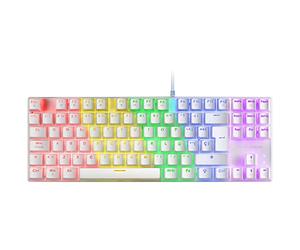 Mars Gaming MK80 Blanco, Teclado Gaming Mecánico TKL FRGB, Antighosting, Switch Mecánico Rojo, Idioma Francés