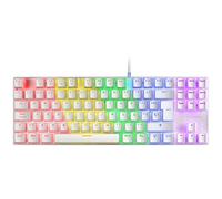 Mars Gaming MK80, Idioma Francés AZERTY, Teclado Gaming Mecánico TKL Compacto con Switch Azul, Iluminación Rainbow RGB, Teclas Doble Inyección, Modo Juego y Anti-Ghosting, Multiplataforma, Blanco