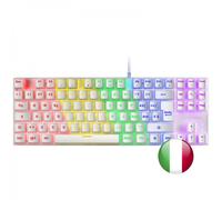Mars Gaming MK80, Idioma Italiano, Teclado Gaming Mecánico TKL Compacto con Switch Marrón, Iluminación Rainbow RGB, Teclas Doble Inyección, Modo Juego y Anti-Ghosting, Multiplataforma, Blanco