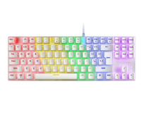 Mars Gaming MK80, Idioma US, Teclado Gaming Mecánico TKL Compacto con Switch Azul, Iluminación Rainbow RGB, Teclas Doble Inyección, Modo Juego y Anti-Ghosting, Multiplataforma, Blanco