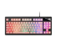 Mars Gaming MKAX, Idioma Francés AZERTY, Teclado Compacto TKL H-Mech, Iluminación RGB 9 Efectos, Reposamuñecas Gel, Rosa