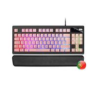 Mars Gaming MKAXPPT Teclado Compacto TKL H-Mech, Iluminación RGB 9 Efectos, Reposamuñecas Gel, Rosa, Idioma Portugués