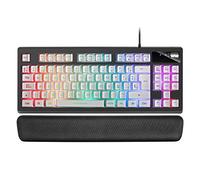 Mars Gaming MKAX, Teclado Compacto TKL H-Mech, Iluminación RGB 9 Efectos, Reposamuñecas Gel, Idioma Español, Blanco