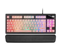 Mars Gaming MKAX, Teclado Compacto TKL H-Mech, Iluminación RGB 9 Efectos, Reposamuñecas Gel, Idioma Español, Rosa