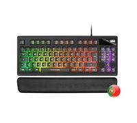 Mars Gaming MKAXPT Teclado Compacto TKL H-Mech, Iluminación RGB 9 Efectos, Reposamuñecas Gel, Negro, Idioma Portugués