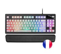Mars Gaming MKAXWFR Teclado Compacto TKL H-Mech, Iluminación RGB 9 Efectos, Reposamuñecas Gel, Blanco, Idioma Francés