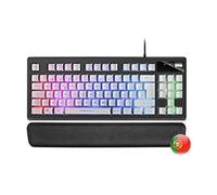 Mars Gaming MKAXWPT Teclado Compacto TKL H-Mech, Iluminación RGB 9 Efectos, Reposamuñecas Gel, Blanco, Idioma Portugués