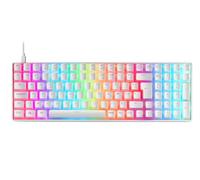 Mars Gaming MKULTRA, Teclado Mecánico Gaming 96% Compacto, Teclas PBT Pudding, RGB Chroma, Switch OUTEMU SQ Azul, USB-C, Software, Multiplataforma, Idioma Francés AZERTY, Blanco