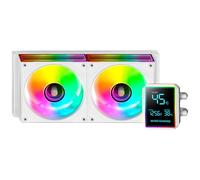 Mars Gaming ML-LCDPRO240 Refrigeración Líquida AIO 500W TDP, Pantalla LCD 2,8" Multimonitor, Bomba 4.ª Gen Opti-Chamber con Base de Cobre, 2× Ventiladores 120 mm ARGB Infinity Mirror, Blanco