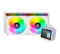 Mars Gaming ML-VISIONII240 Refrigeración Líquida AIO 500W TDP, Pantalla IPS 2,8" 360º, Bomba 4ª Gen Opti-Chamber con Base de Cobre y Microcanales, 2x Ventiladores 120mm ARGB Infinity Mirror, Blanco