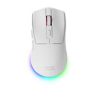 Mars Gaming MM-T3, Ratón Inalámbrico Ligero, Bluetooth 5.0 + 2.4GHz + Cable, Sensor Óptico PIXART PAW3104PRO 14400 dpi, Base de Carga Magnética RGB, Switches Huano, Software de Control, Blanco
