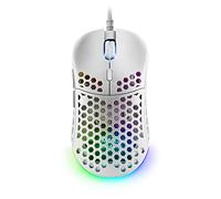 Mars Gaming MM55, Ratón Gaming RGB Chroma, Ultra-Ligero 55g, Sensor Óptico 12800 dpi, Switches Mecánicos Programables HUANO, Cable Paracord, Blanco