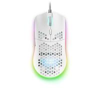 Mars Gaming MMAX, atón Gaming Ultraligero con Diseño Hive, Sensor Óptico 12400 dpi, Iluminación RGB Chroma, Switches HUANO y Cable Feather, Blanco