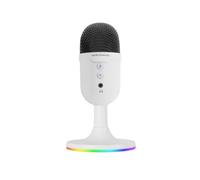 Mars Gaming MMIC-CX, Micrófono de Estudio Profesional, Diseño Compacto ARGB, Sonido de Alta Definición, Cancelación Ruido ENC, Condensador Cardioide, Botón Mute, USB Plug&Play, Jack 3.5mm, Blanco