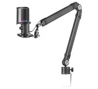 Mars Gaming MMIC-XT, Micrófono de Estudio Profesional Alta Definición 192Khz 24-bit, Brazo Omnidireccional, Soporte Antivibración, Filtro Pop Malla Metálica, Negro